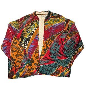 100% Silk Chico’s Woven Patterned Blazer 3/XL
